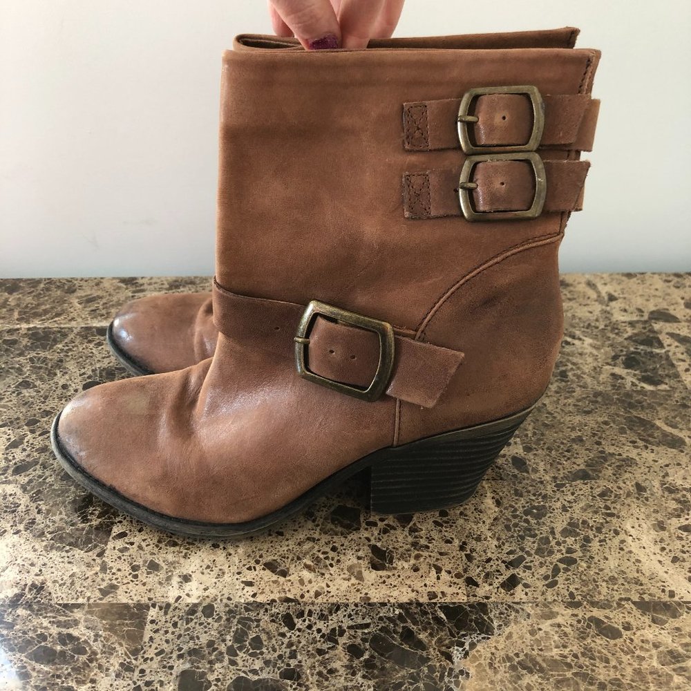 Brown Ankle Boots with Buckle Detail